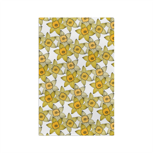 Slightly Subtle Daffodil Pattern Microfiber Tea Towel | Yellow Spring Floral Kitchen FDT ice