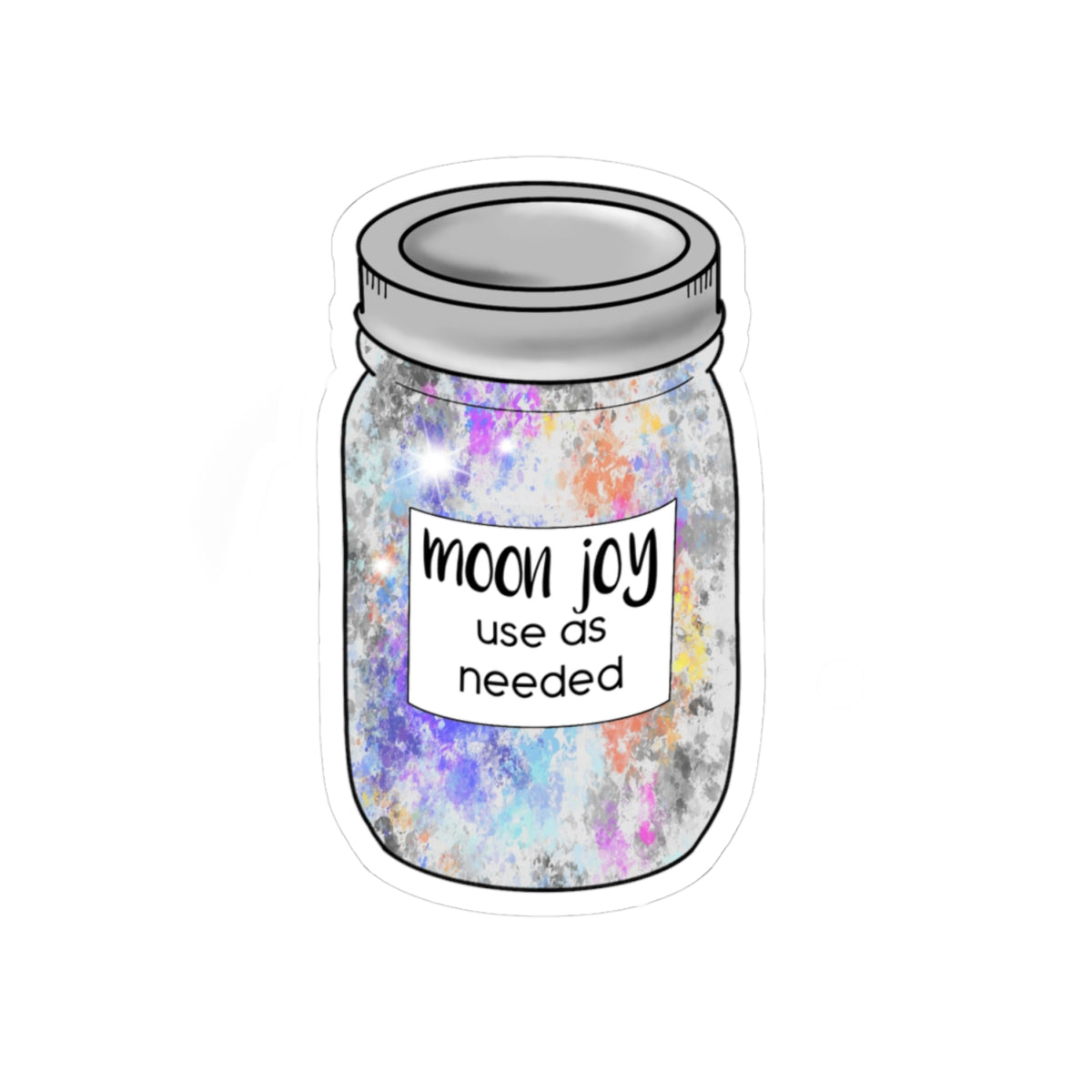 Moon Joy Jar sticker | Kiss-Cut Sticker, holographic galaxy jar design