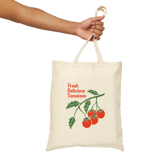 Fresh Delicious Tomatoes Tote Bag | Vintage Tomato Illustration, Farmer's Market Canvas fdt