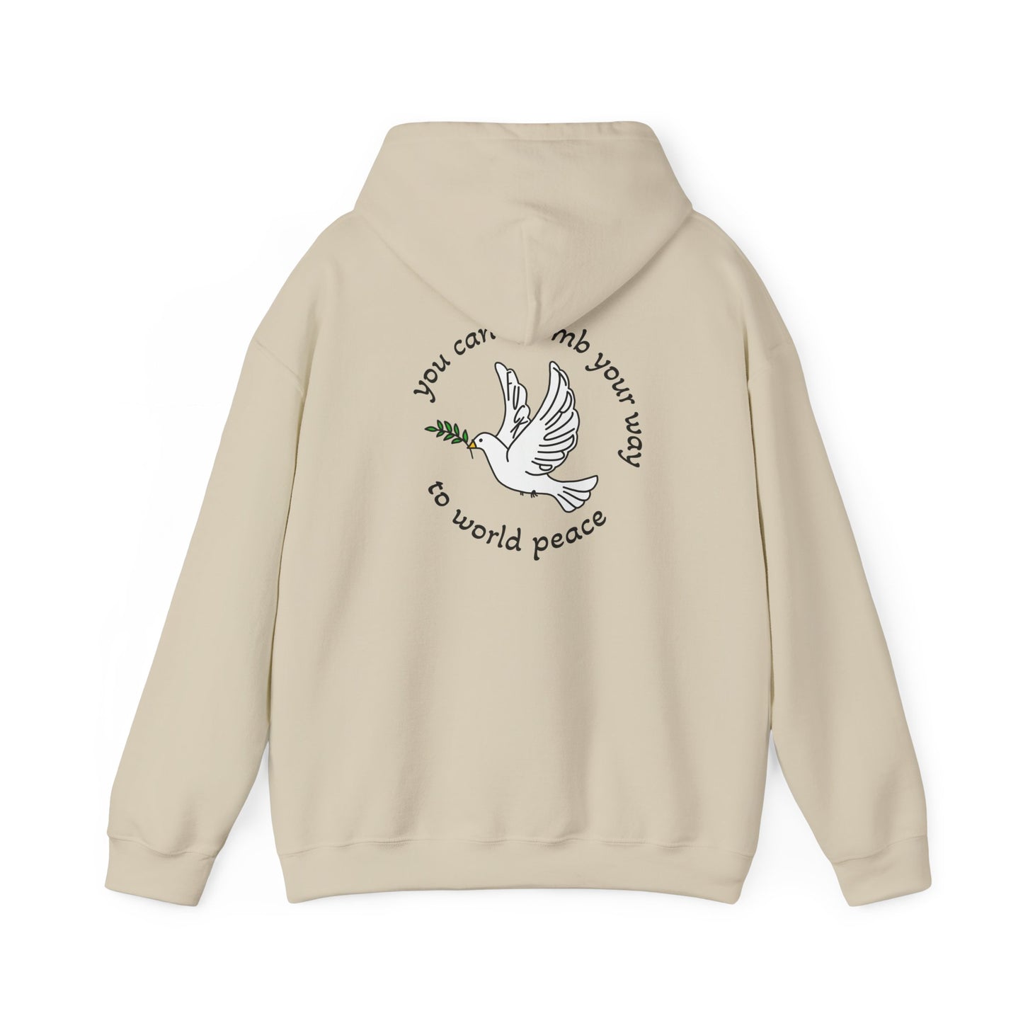 Bombs for World Peace Dove with Olive Branch Hoodie | front and back sweatshirt