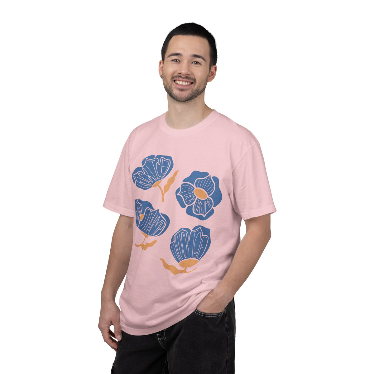 Slightly Subtle Blue Poppy Flowers T-Shirt | Floral Illustration Tee