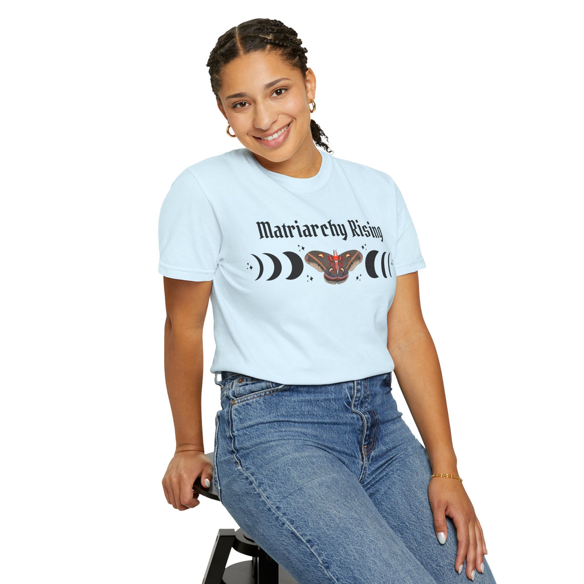 Matriarchy Rising Tee Moon Phases & Moth Feminist Graphic T-Shirt