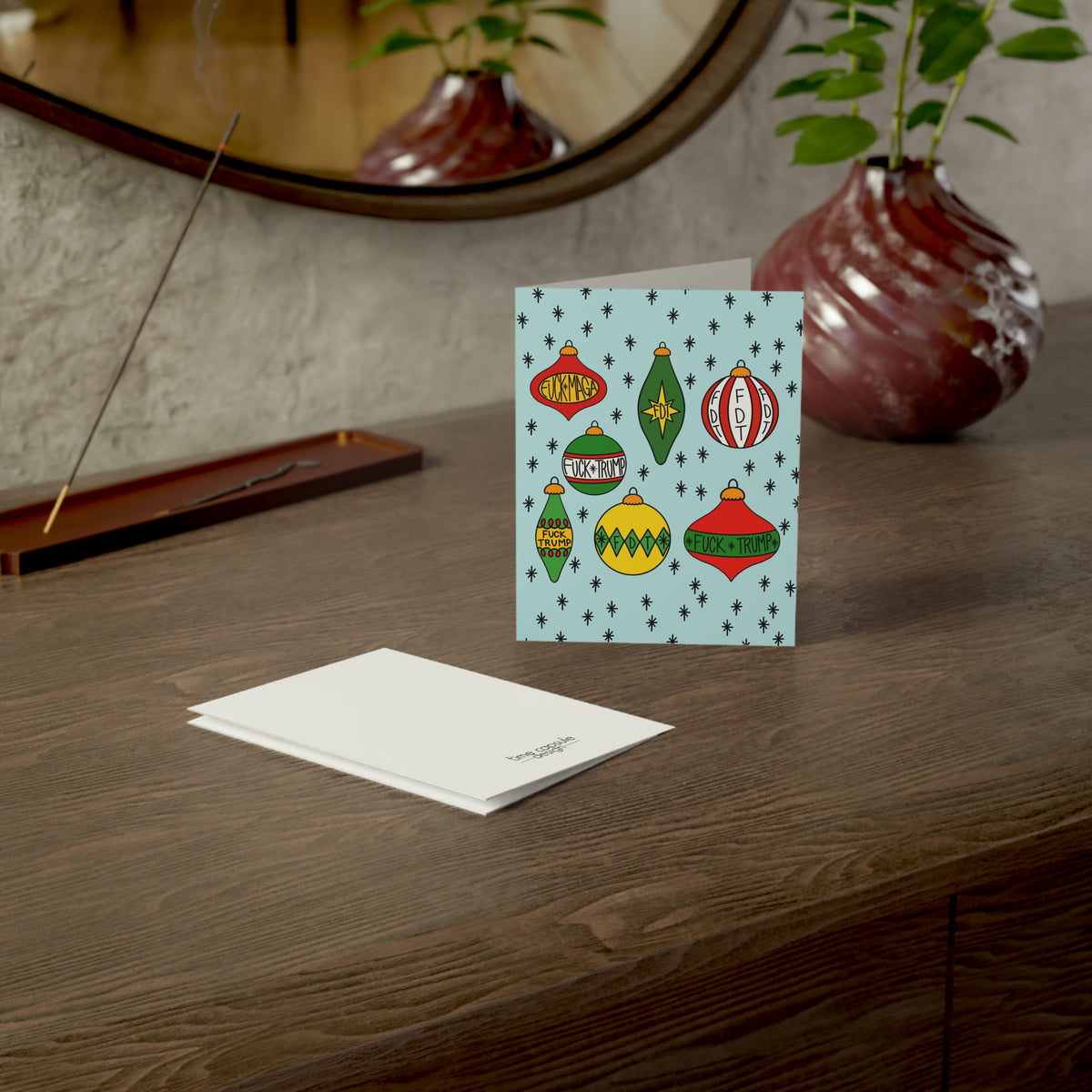 Classic Ornaments Holiday Greeting Card FDT Retro Christmas Design