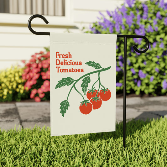 Fresh Delicious Tomatoes Garden Flag | House Banner, Tomato Illustration FDT