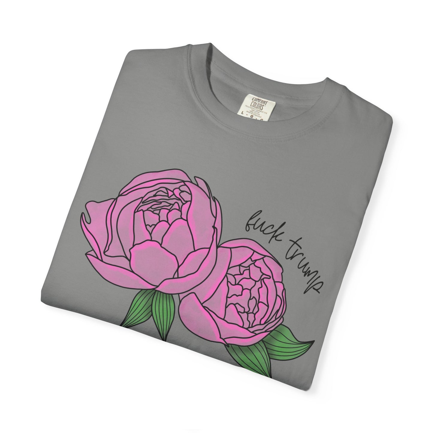 Slightly Subtle Pink Peony Floral Illustration T-shirt | Hand-drawn Blooms FDT