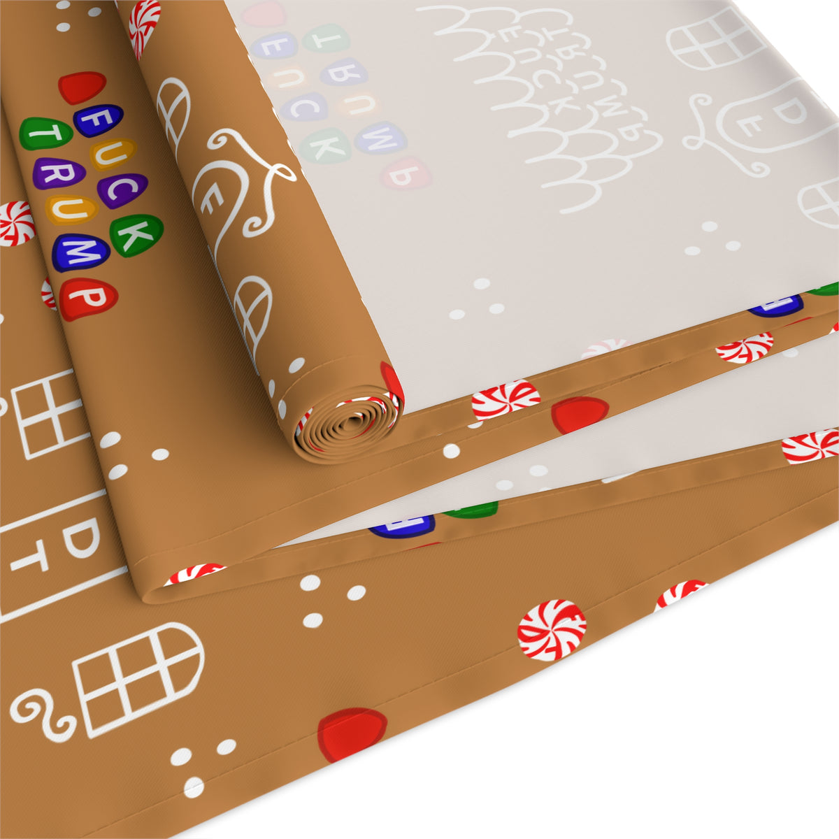 Gingerbread House Table Runner, Festive Cotton Runner for Holiday Decor, Christmas Table Decoration, Kitchen or Dining Table Accessory