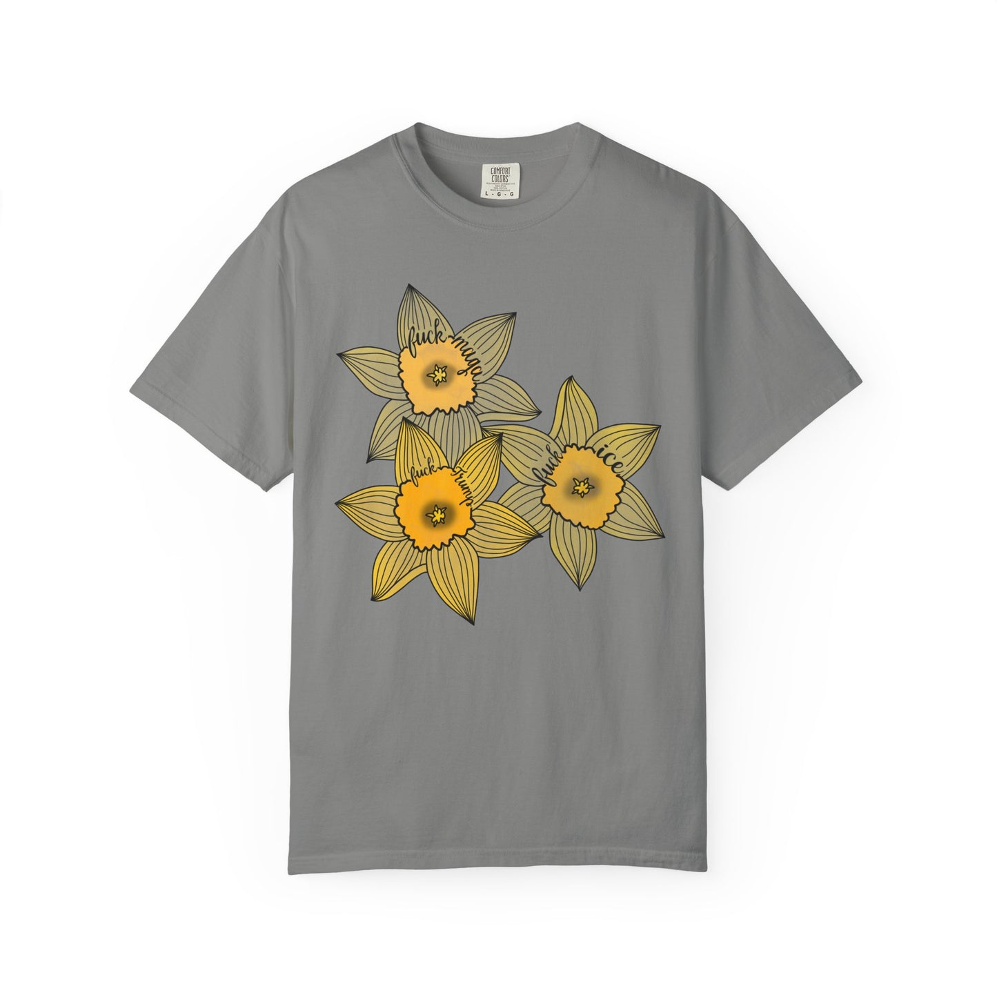 Slightly Subtle Daffodil Trio T-shirt | Yellow Floral Spring Bloom Tee FDT