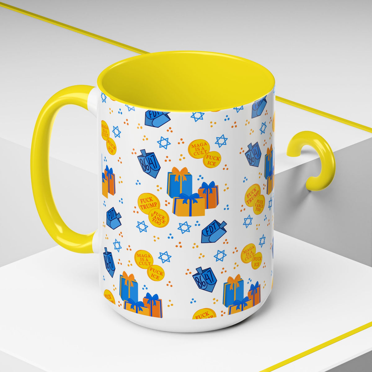 Hanukkah Gift Coffee Mug – Happy Hanukkah Dreidel Gelt Gifts FDT Mug