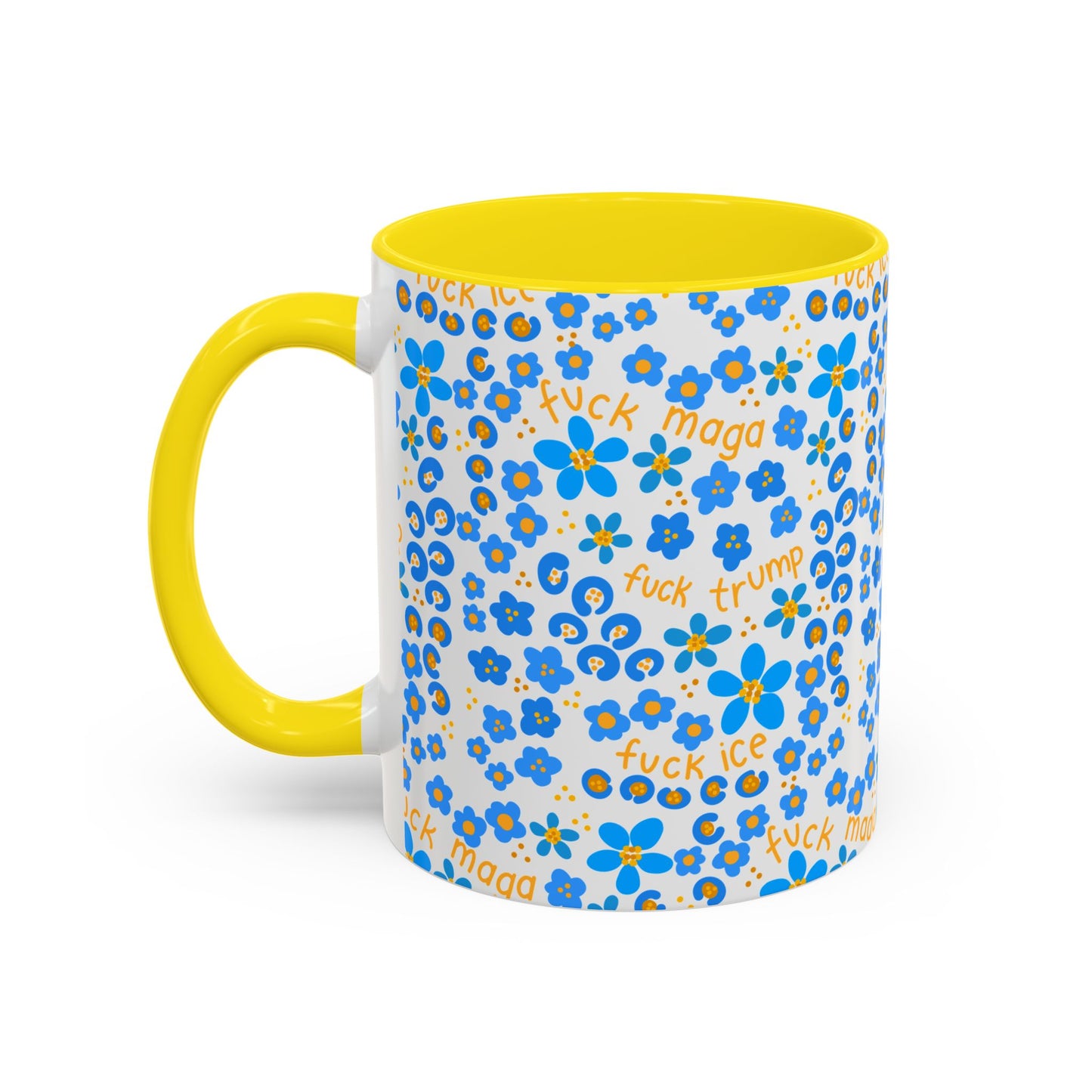 Slightly subtle Blue Floral Pattern mug | Swear Word Accent Coffee Mug FDT