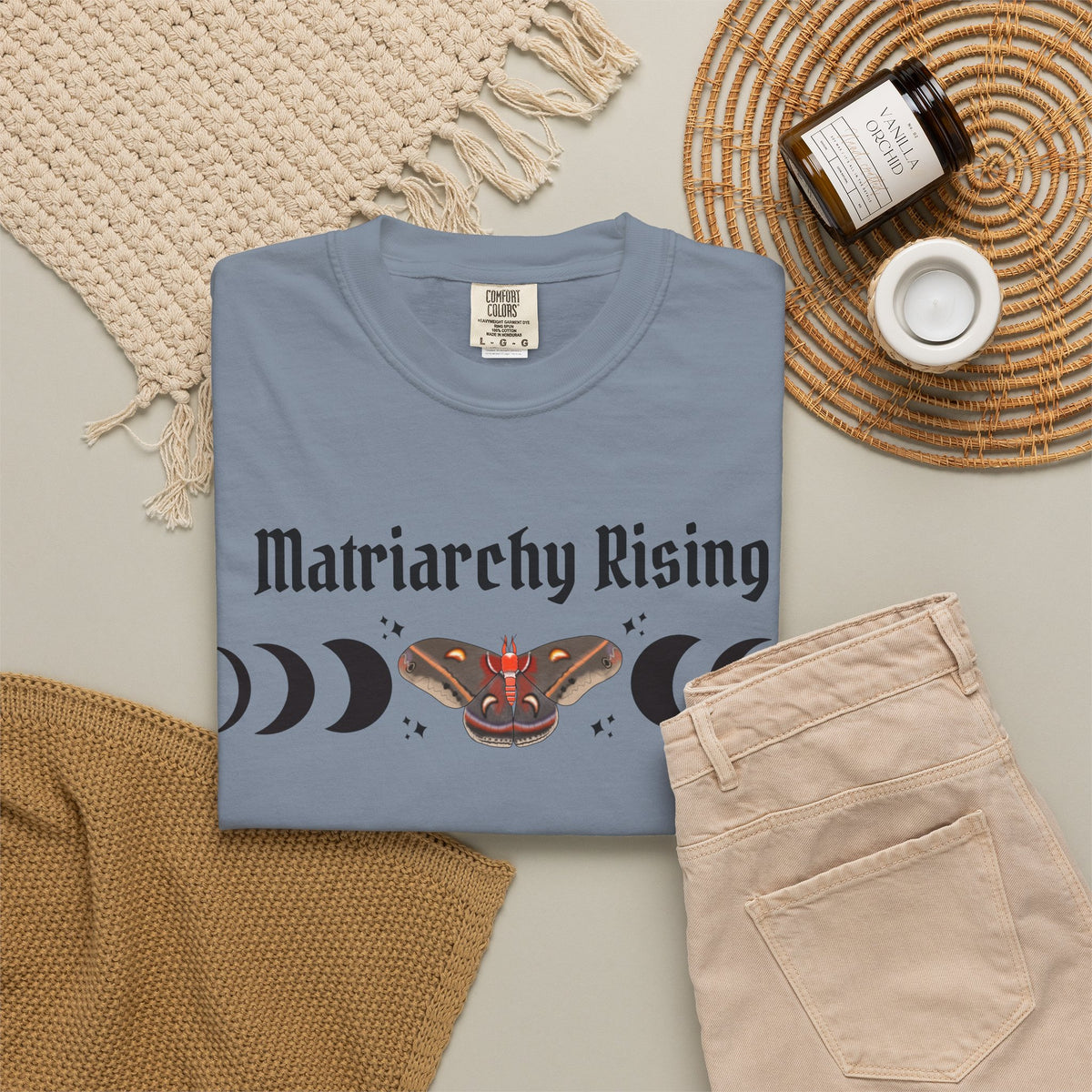 Matriarchy Rising Tee Moon Phases & Moth Feminist Graphic T-Shirt