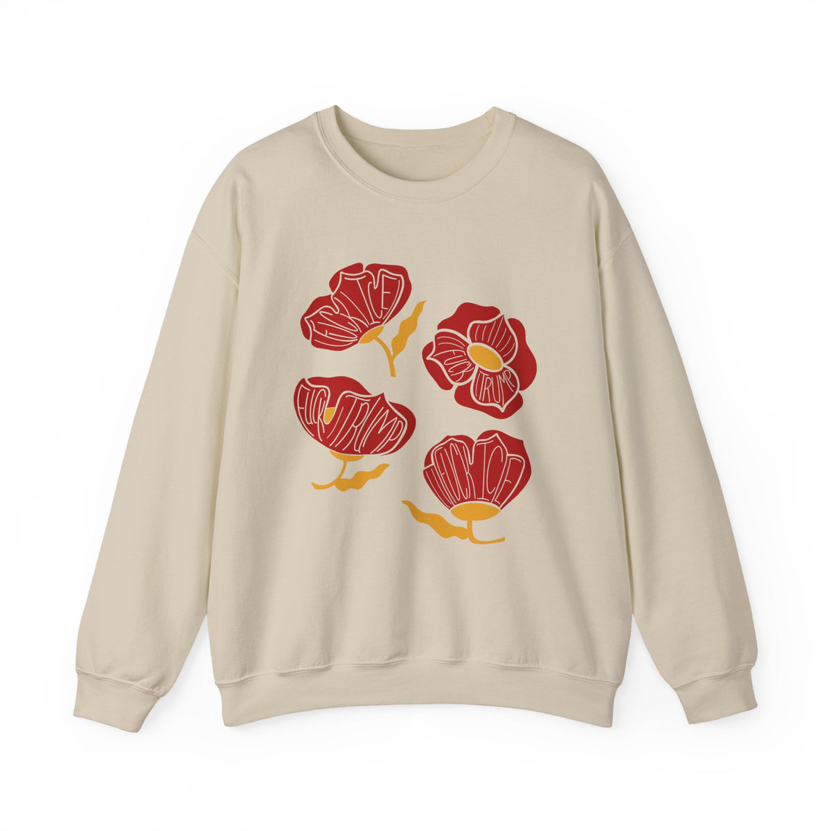 Slightly Subtle Red Poppy Floral Illustration Sweatshirt | Hand-Drawn Blooms, Minimal Botanical FDT