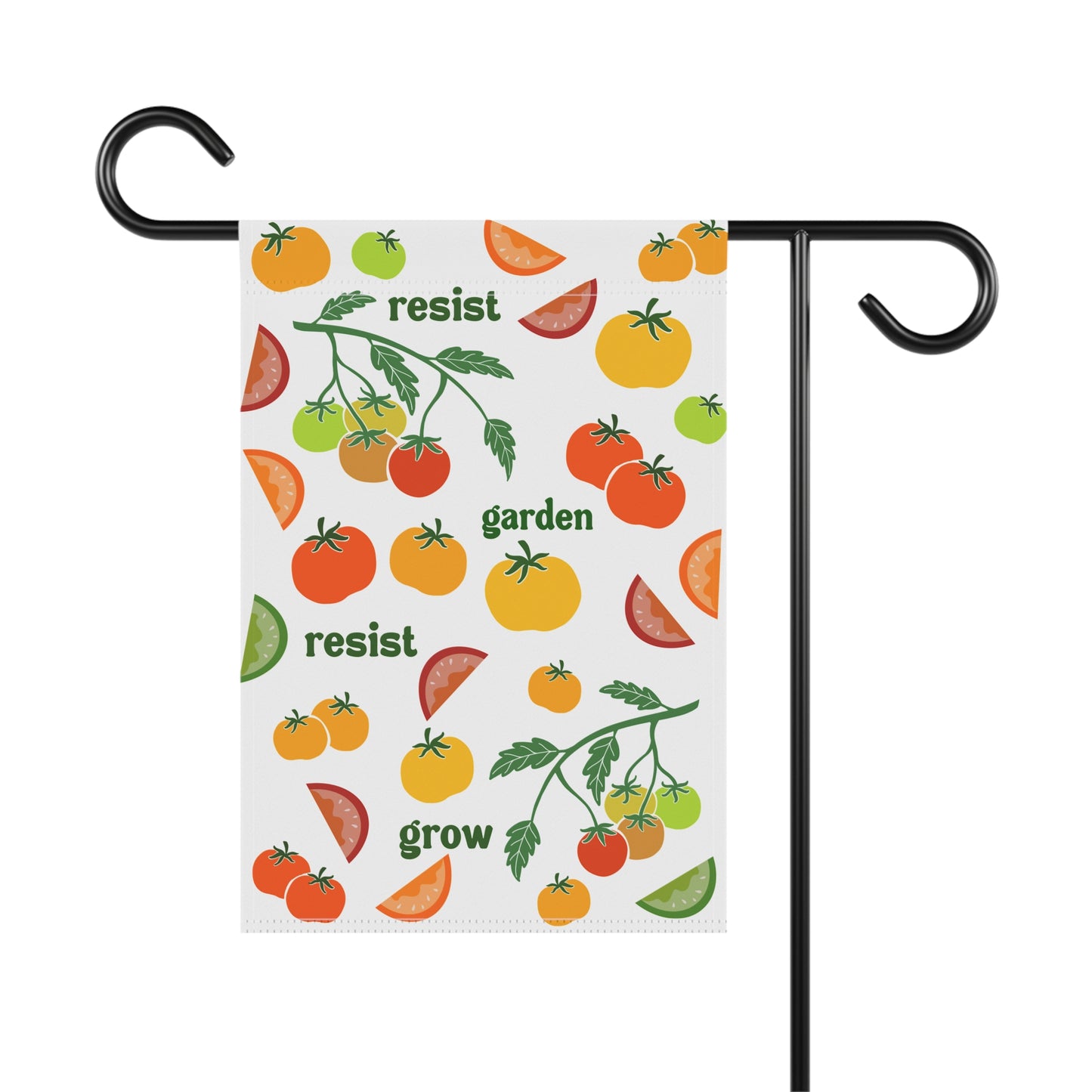Resist Garden Grow tomato pattern Banner | Garden Flag, Vegetable Print