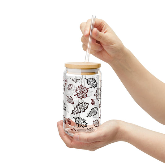 Slightly Subtle Autumn Leaf Pattern Sipper Glass