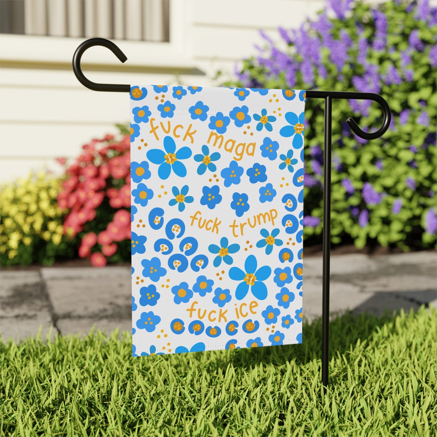 Slightly Subtle Blue Floral Garden Flag | House Banner FDT