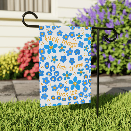 Slightly Subtle Blue Floral Garden Flag | House Banner FDT