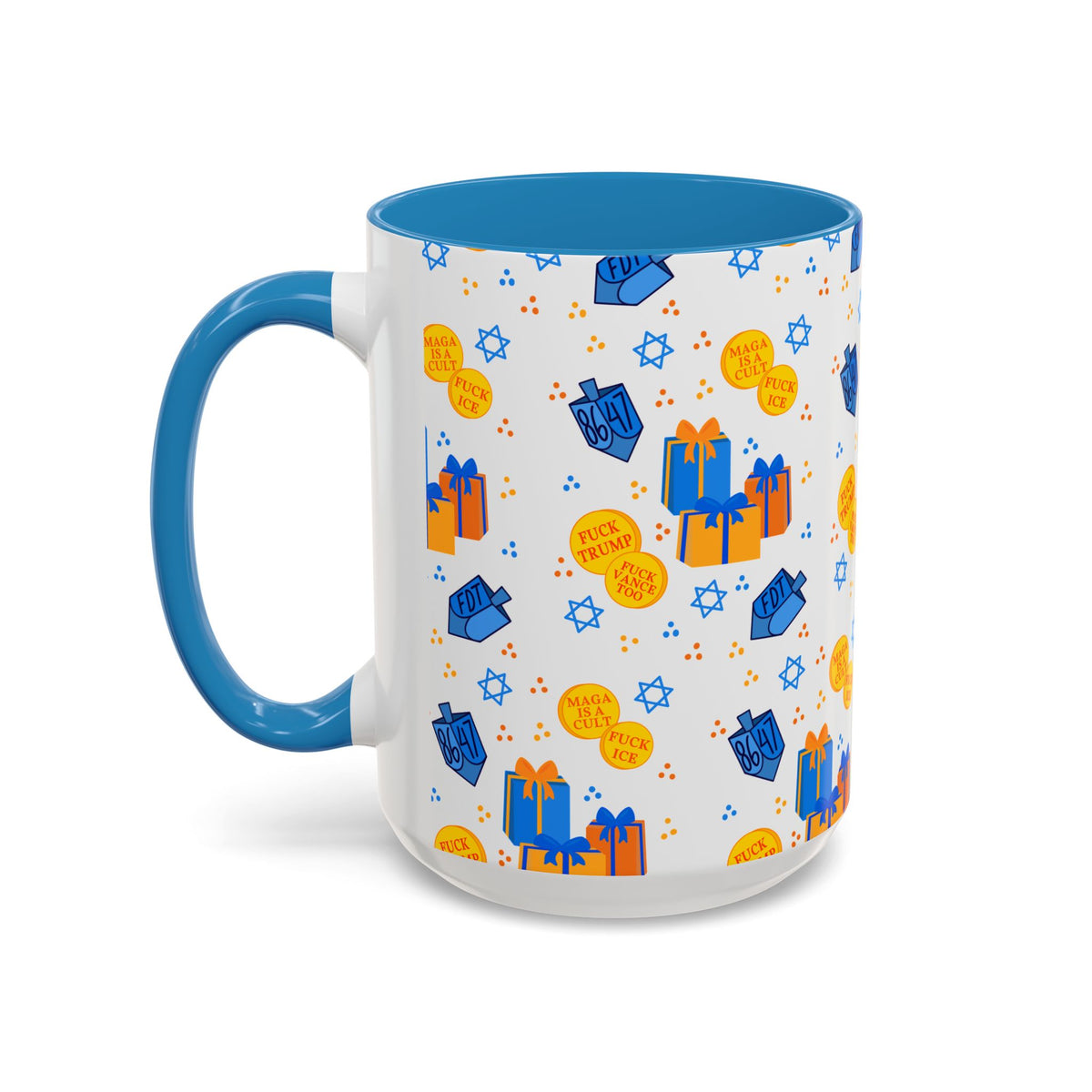 Hanukkah Gift Coffee Mug – Happy Hanukkah Dreidel Gelt Gifts FDT Mug