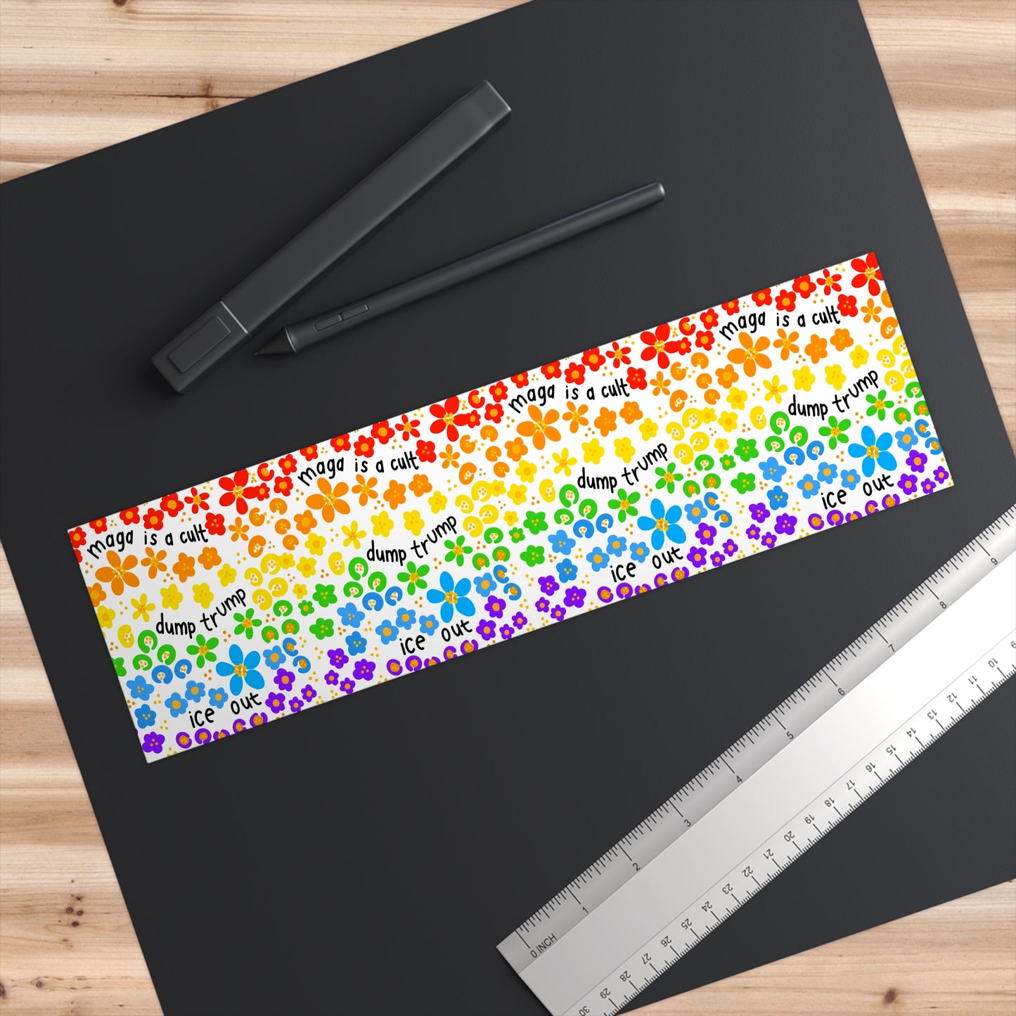 Slightly Subtle Rainbow Flower Pattern Bumper Sticker | Pride, Colorful Floral Decal dump trump ice out