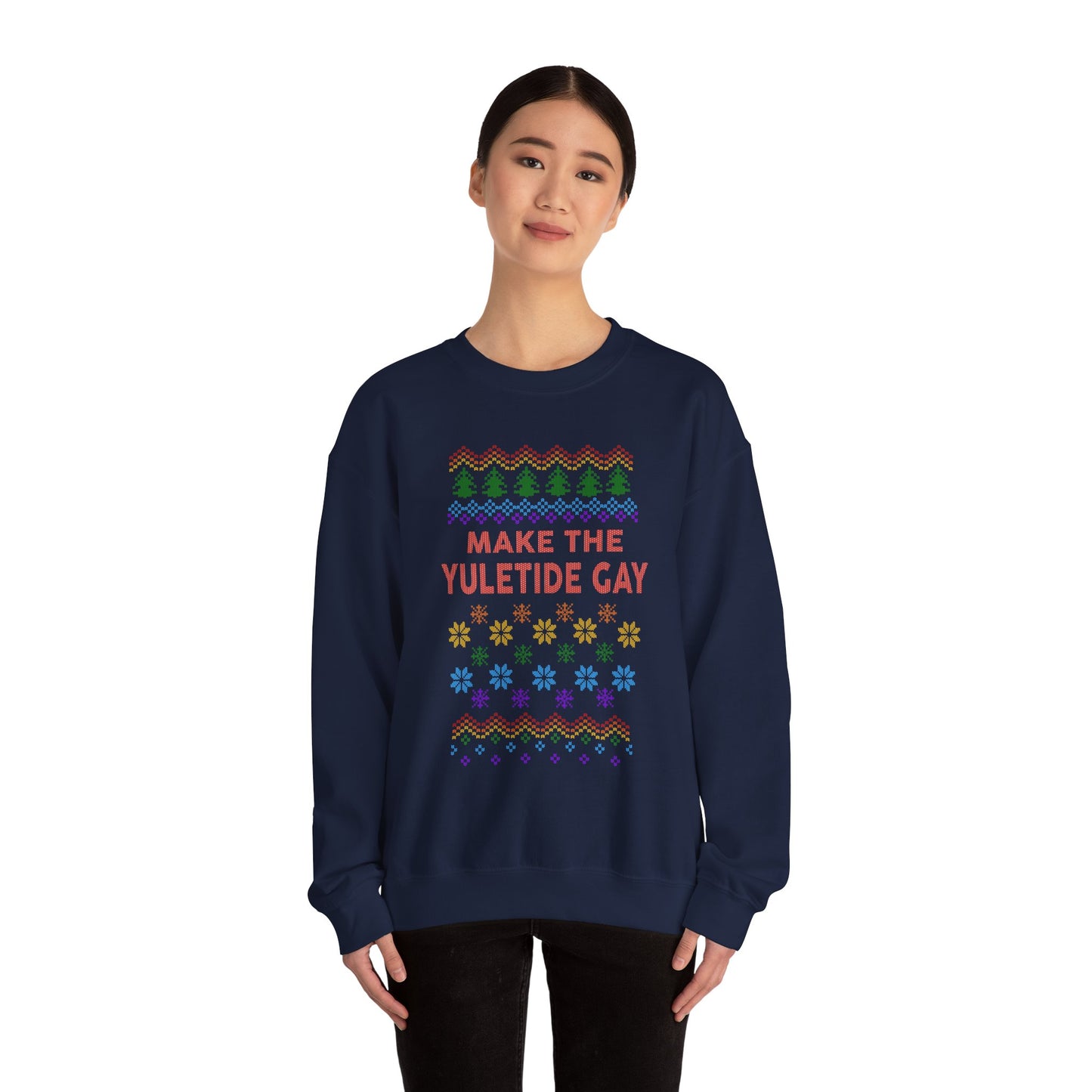 Make the Yuletide Gay Ugly Sweater Unisex Heavy Blend™ Crewneck Sweatshirt