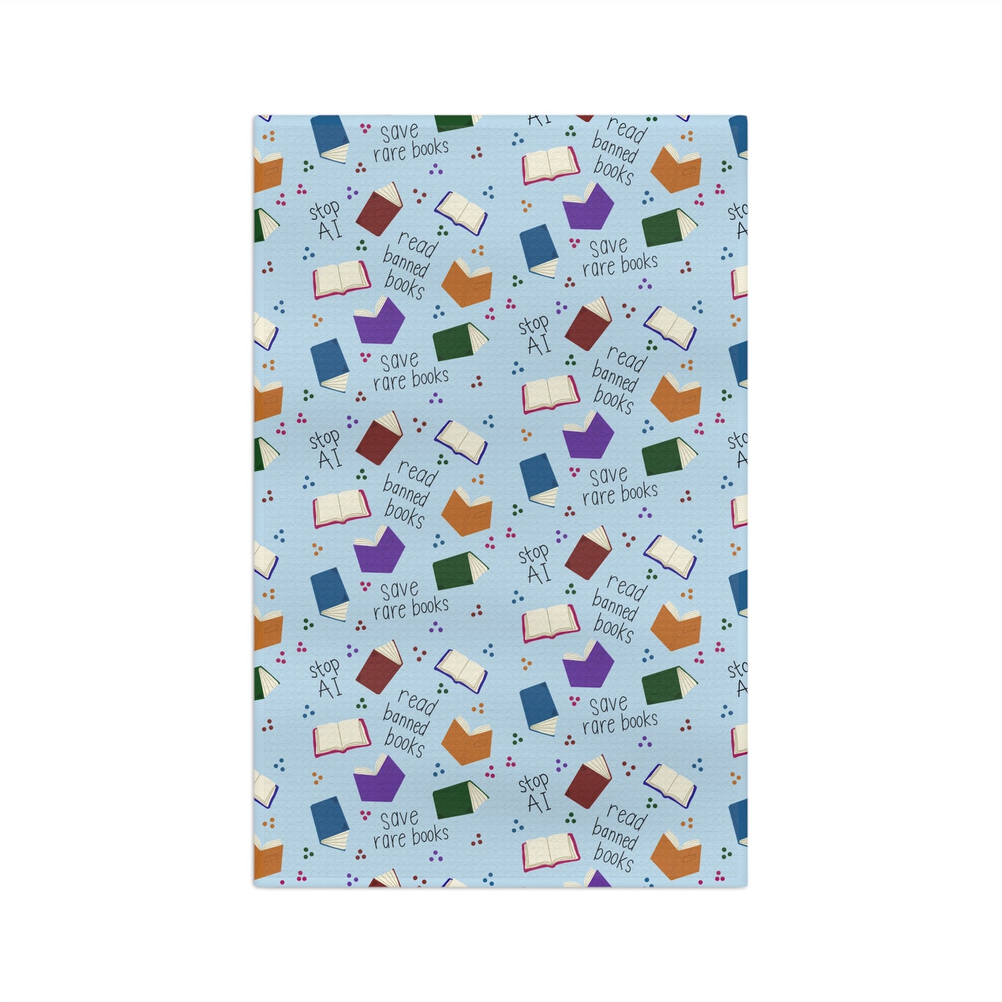 Book Lover Tea Towel Save Rare Books Read Banned Books Stop Ai Patterned Microfiber Towel