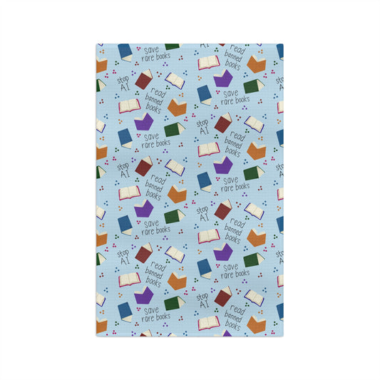 Book Lover Tea Towel Save Rare Books Read Banned Books Stop Ai Patterned Microfiber Towel
