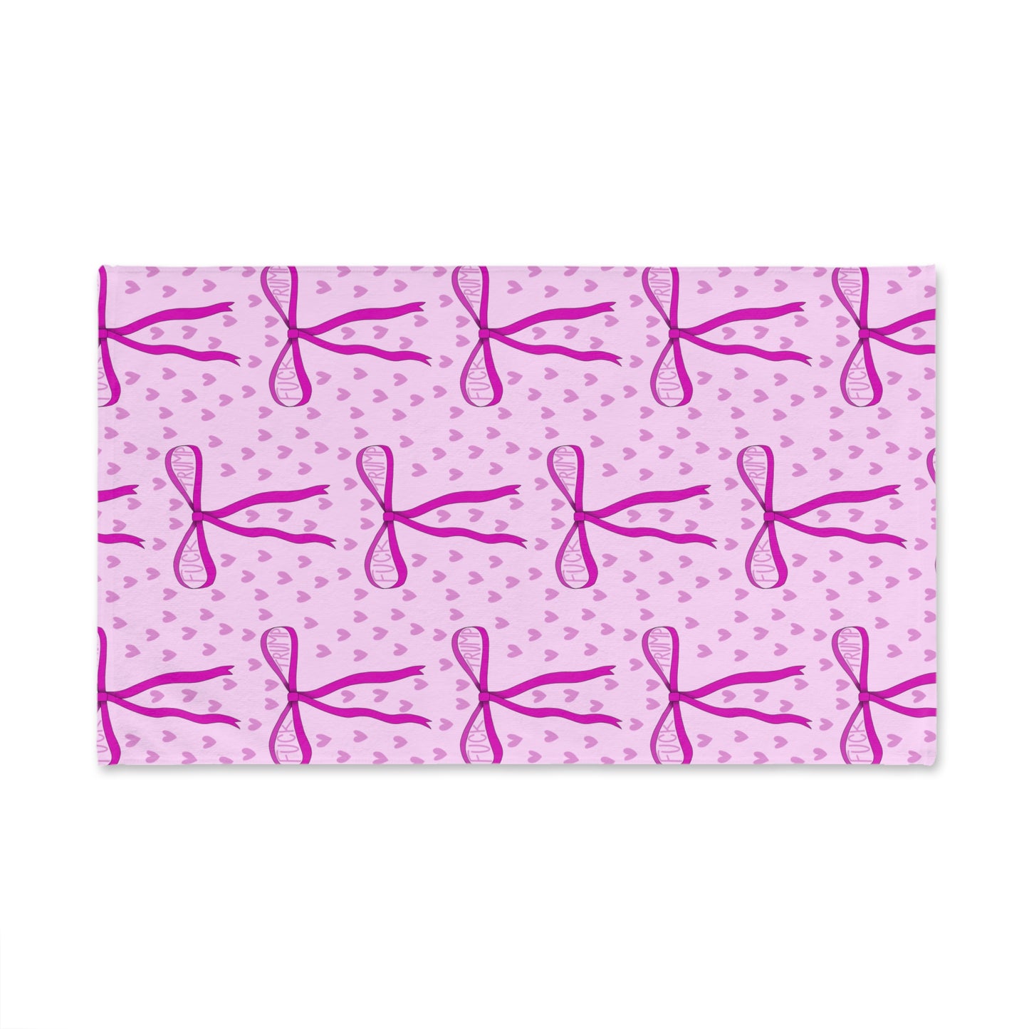 Slightly Subtle Pink Bow Pattern Hand Towel | Hearts, Cute Ribbon Design Valentines Day Gift