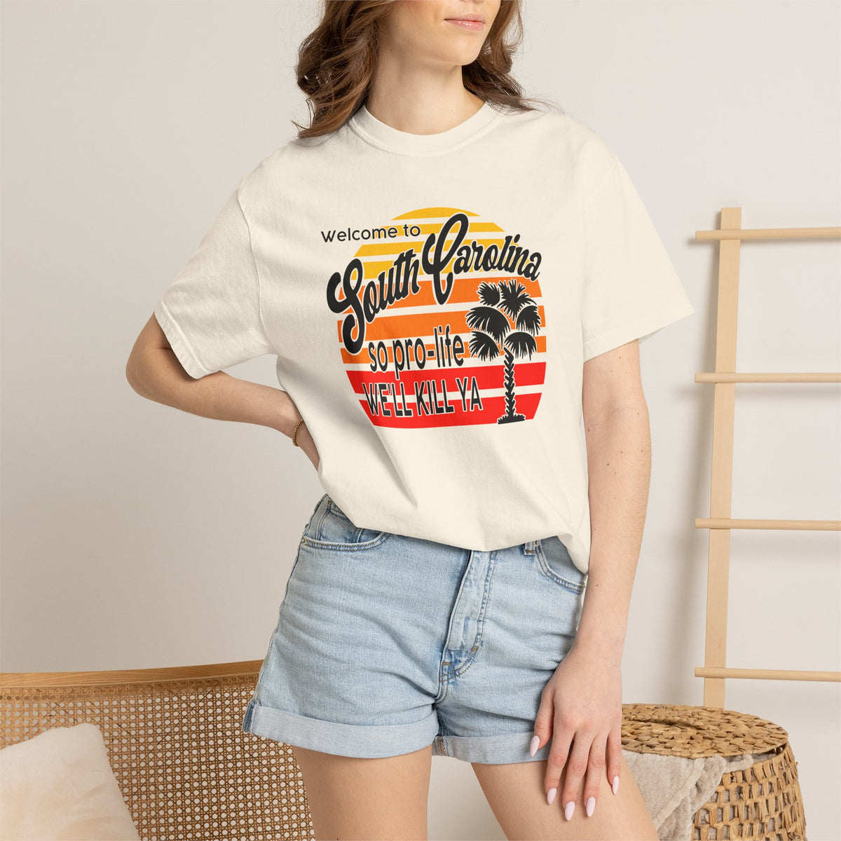 South Carolina Political Dark Humor Abortion Sunset T-Shirt Welcome to South Carolina Graphic Tee