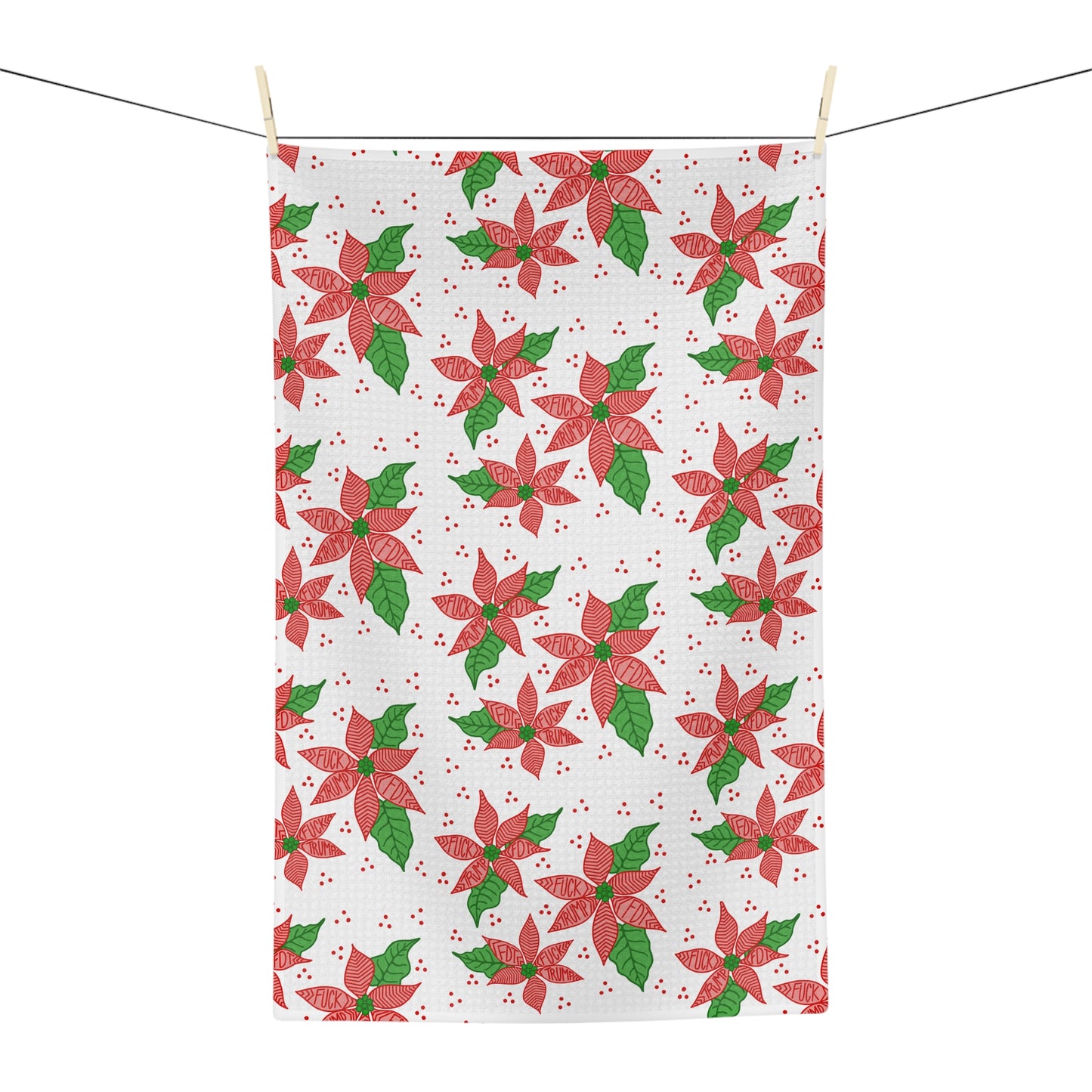 Poinsettia Microfiber Tea Towel FDT Holiday Floral Kitchen Towel