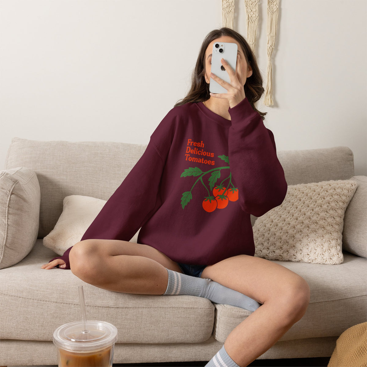 Tomato Crewneck Sweatshirt “Fresh Delicious Tomatoes” Vintage Farm Graphic