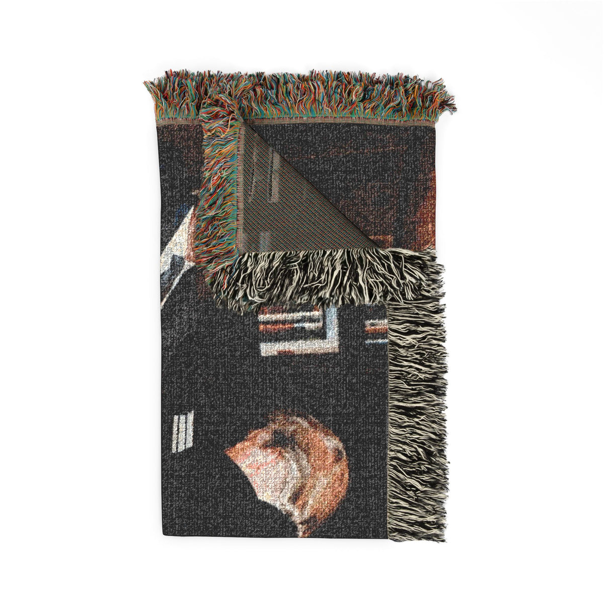 Big Beautiful Blanket Vintage Fireside Conversation Woven Blanket | Cozy Throw, Trump and Bubba Library Scene