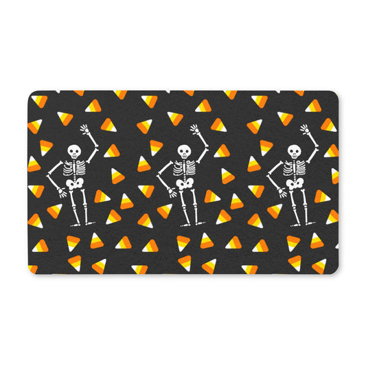 Halloween Skeleton & Candy Corn Polyester Doormat