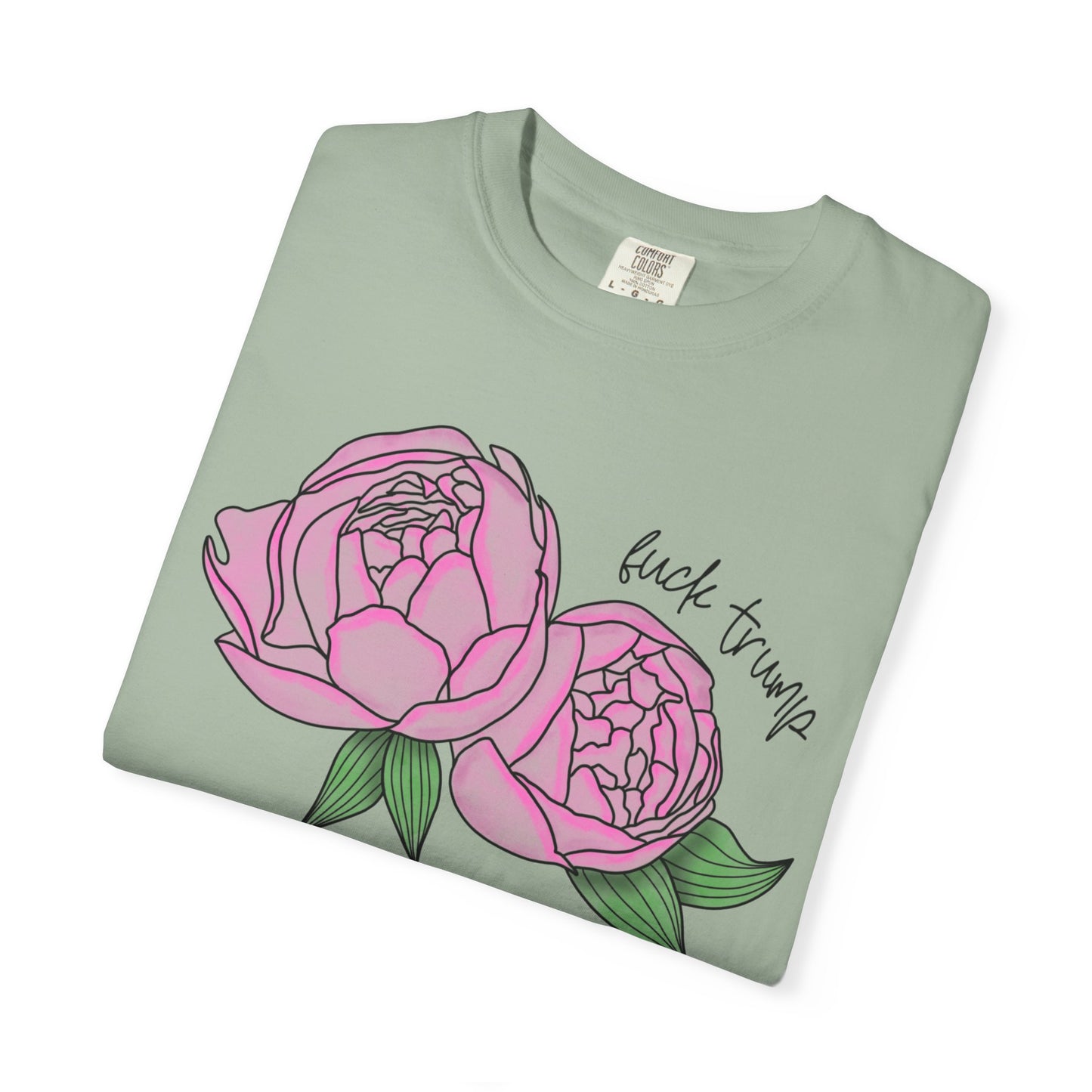 Slightly Subtle Pink Peony Floral Illustration T-shirt | Hand-drawn Blooms FDT