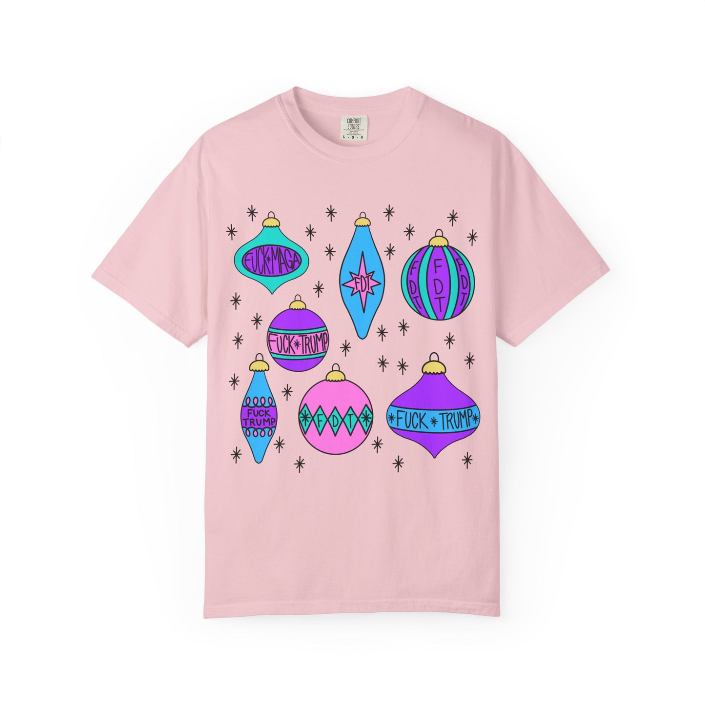 Comfort Colors Ornaments Slightly Subtle Colorful Holiday-Themed FDT T-Shirt, Funny Christmas Tee Holiday Apparel, Graphic Festive Wear