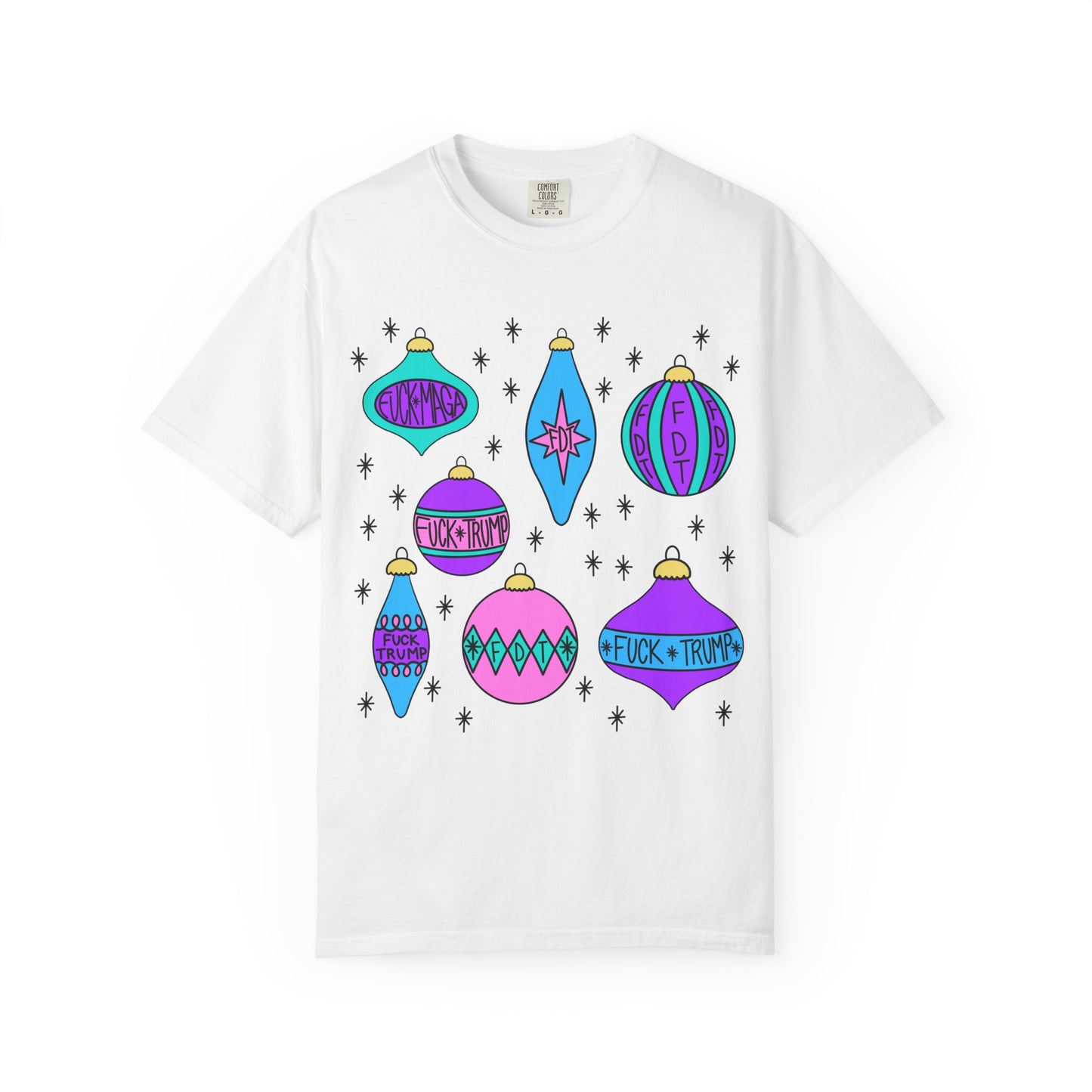 Comfort Colors Ornaments Slightly Subtle Colorful Holiday-Themed FDT T-Shirt, Funny Christmas Tee Holiday Apparel, Graphic Festive Wear