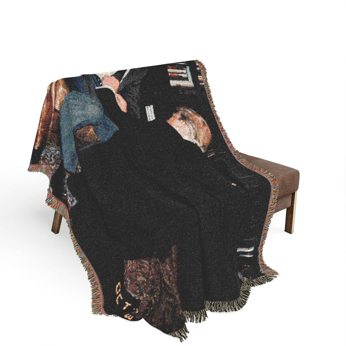 Big Beautiful Blanket Vintage Fireside Conversation Woven Blanket | Cozy Throw, Trump and Bubba Library Scene