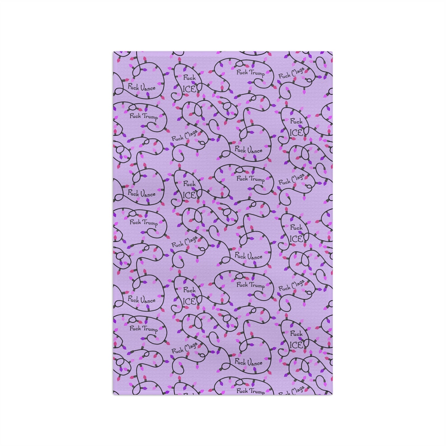 Purple Holiday Lights Microfiber Tea Towel fdt  Christmas Kitchen Towel