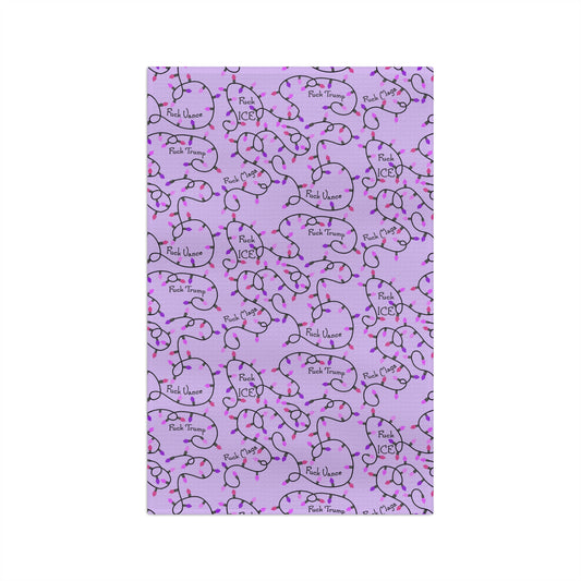 Purple Holiday Lights Microfiber Tea Towel fdt  Christmas Kitchen Towel