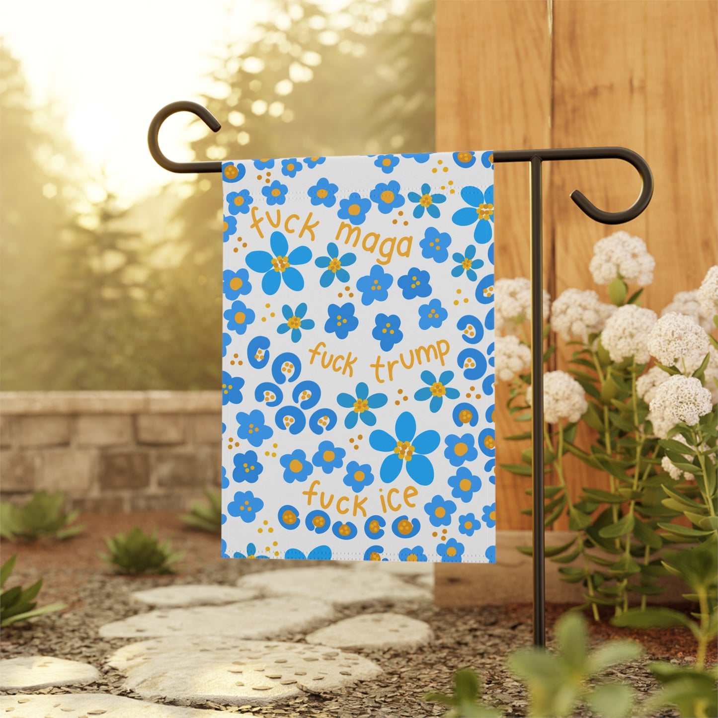 Slightly Subtle Blue Floral Garden Flag | House Banner FDT