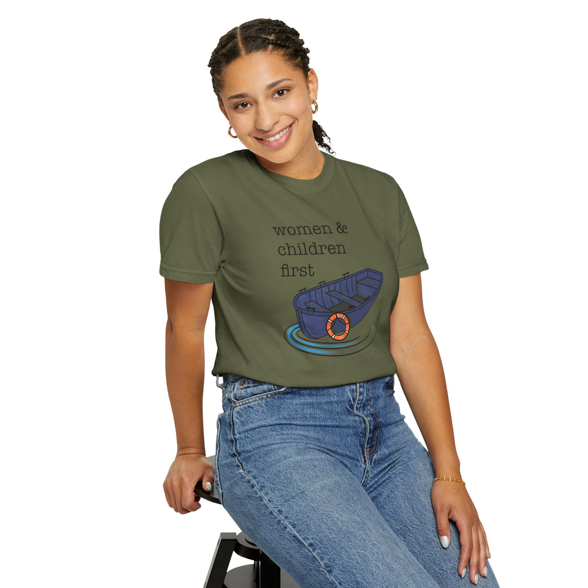 Lifeboat Matriarchy Women & Children First Nautical Boat Graphic T-Shirt