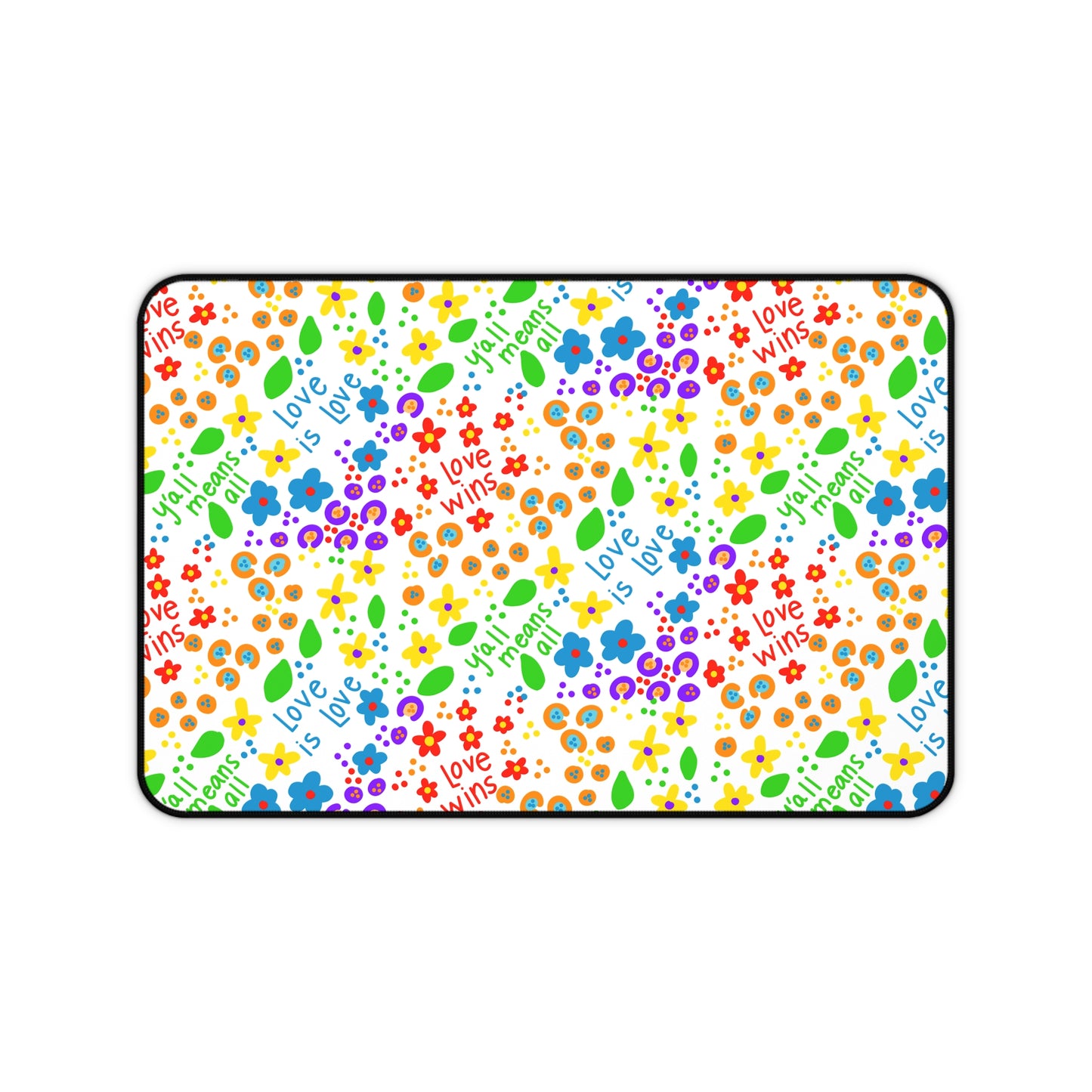 Love Wins Floral Pattern Desk Mat | Rainbow Flowers Pet Food Mat