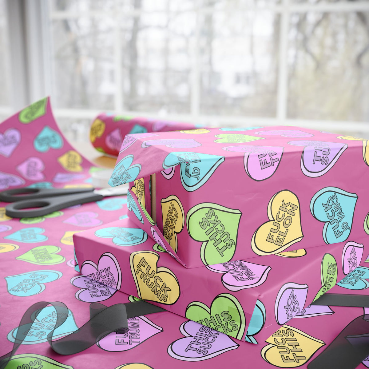 Slightly Subtle Conversation Hearts Wrapping Papers FDT