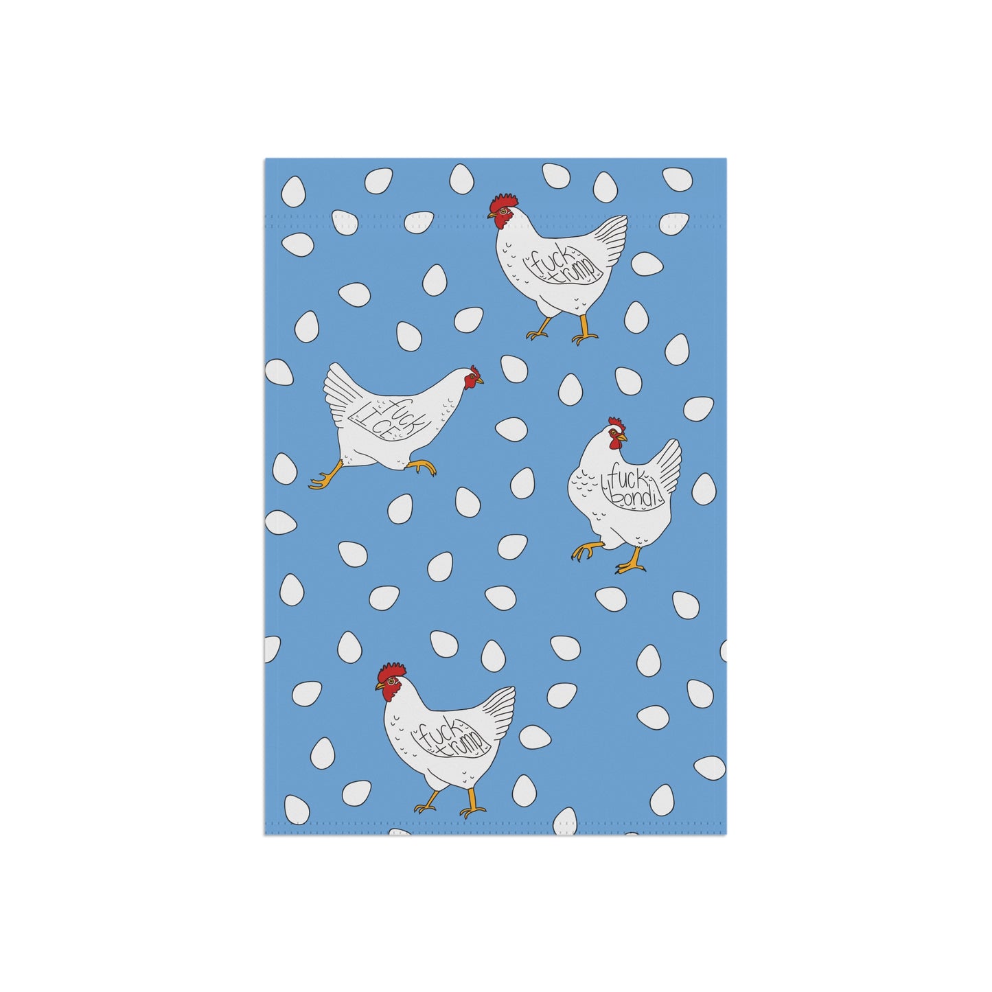 Slightly Subtle Chicken Egg Pattern Garden Flag | House Banner, Blue Hen Yard Flag FDT
