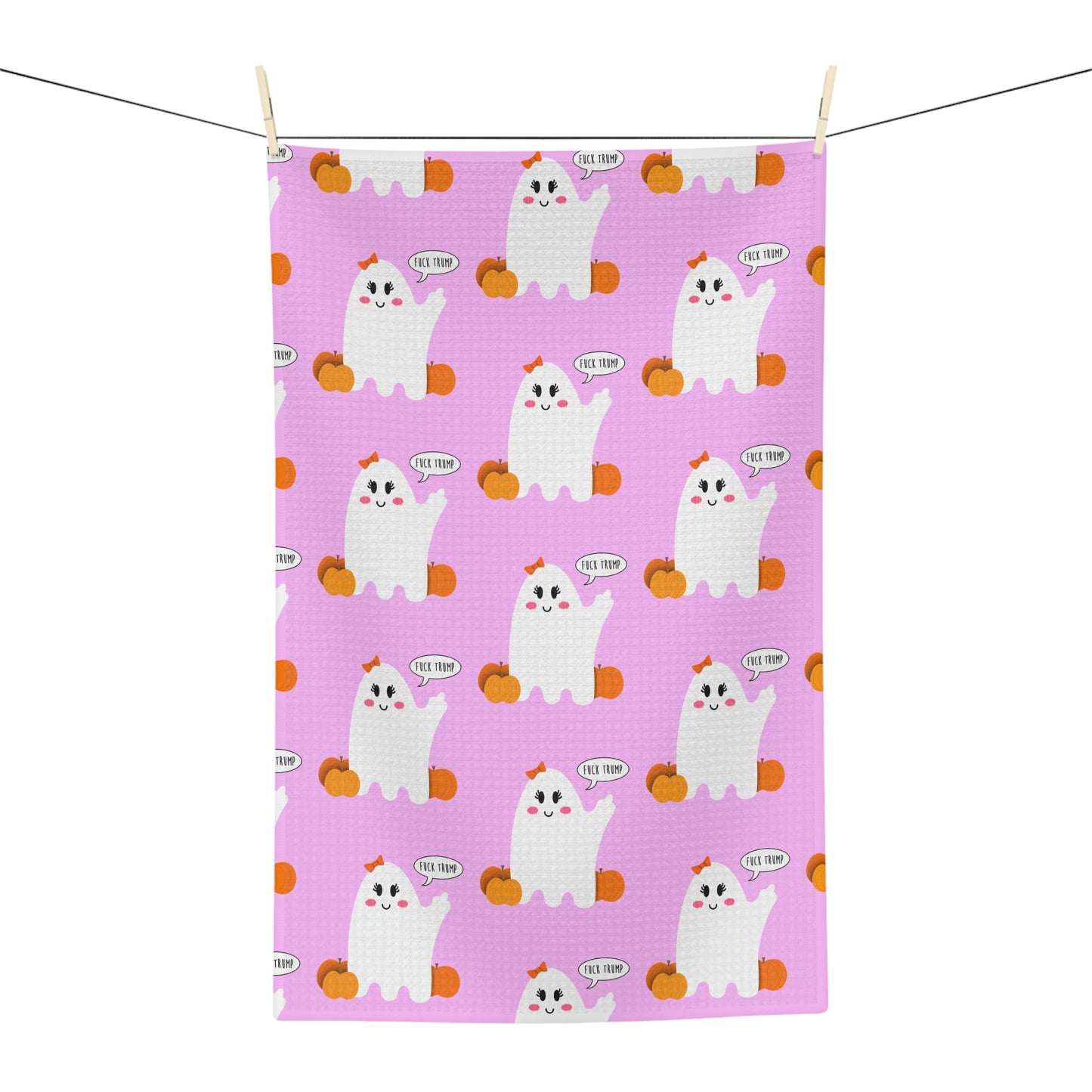 Cute Ghost & Pumpkin Microfiber Tea Towel fdt Halloween Kitchen Towel