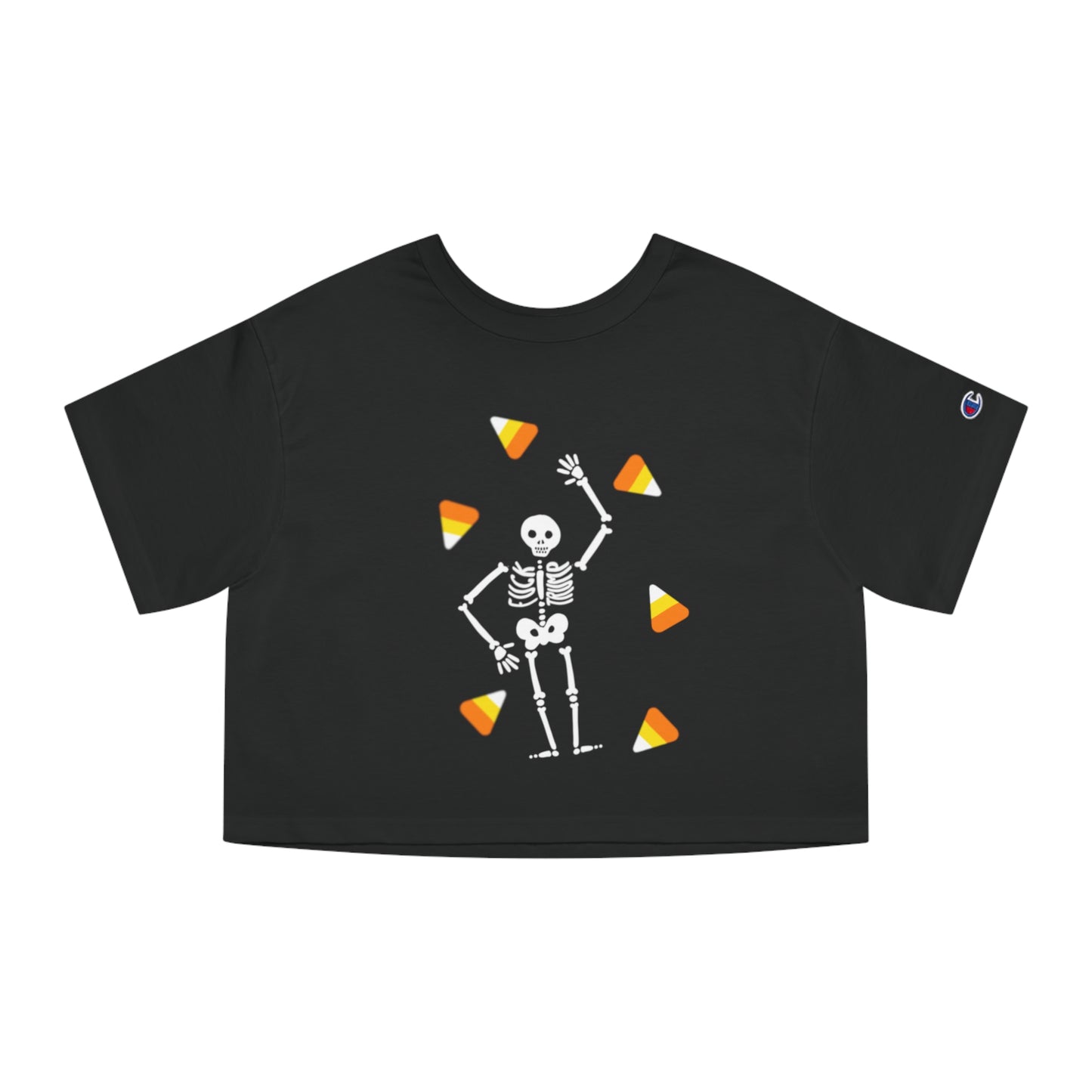 Slightly Subtle Skeleton Candy Halloween Cropped T-Shirt, Spooky Tee, Cute Halloween Apparel, Trick or Treat Top, Festive Cropped Shirt