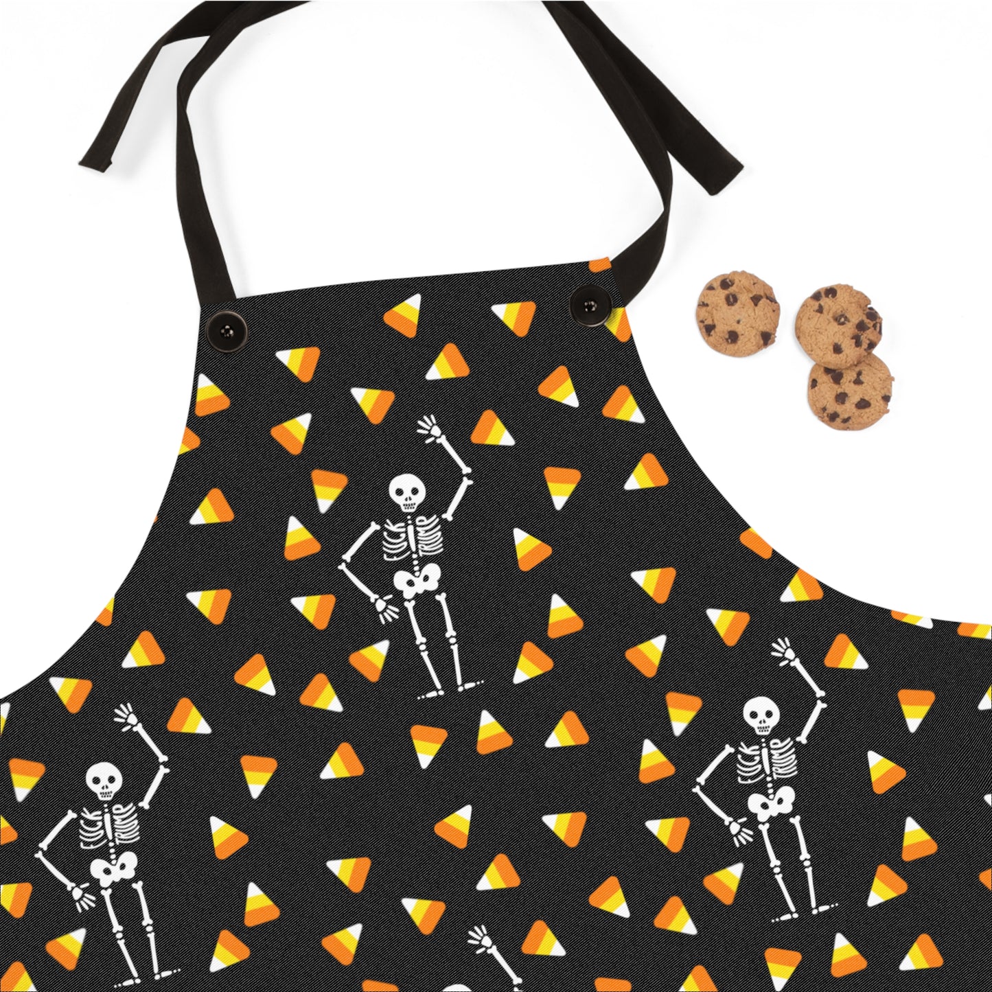 Slightly Spooky Halloween Skeleton Black Apron, Funny Cooking Gift, Baking Apron, Spooky Kitchen Decor, Gift Chefs Fall Autumn Candy Corn