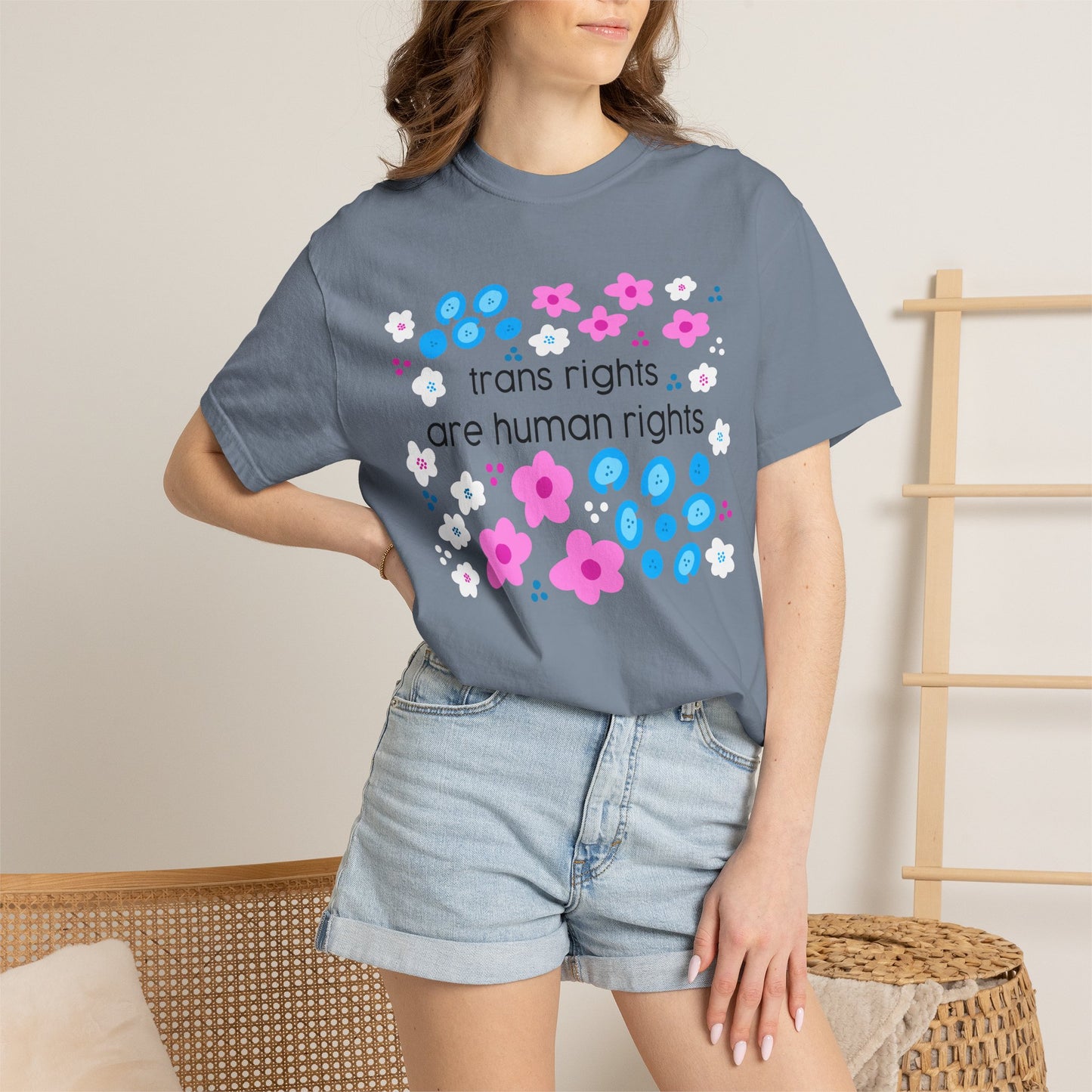 trans rights are human rights T-shirt | floral trans pride design