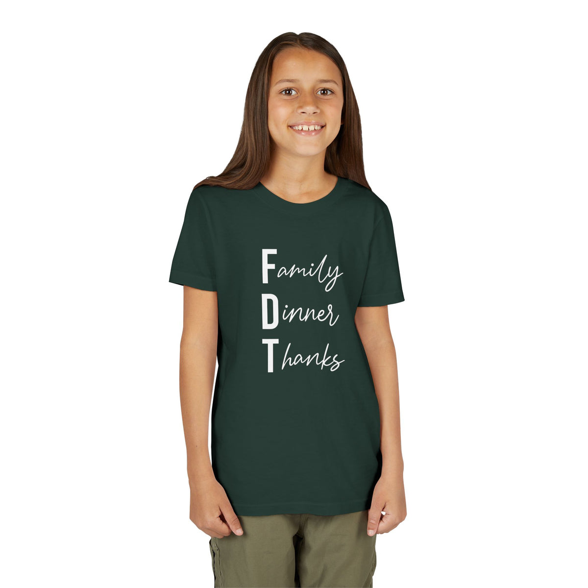 Youth Family Dinner Thanks Thanksgiving Tee FDT kids shirt