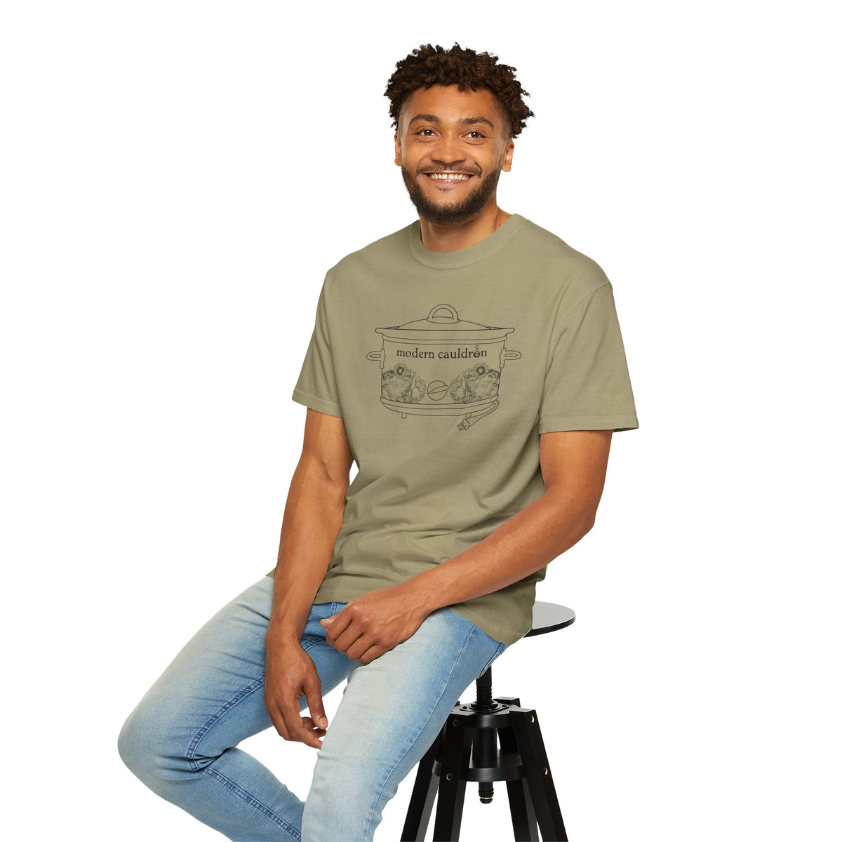 Modern Cauldron Illustrated Cauldron Floral Crockpot Graphic Tee