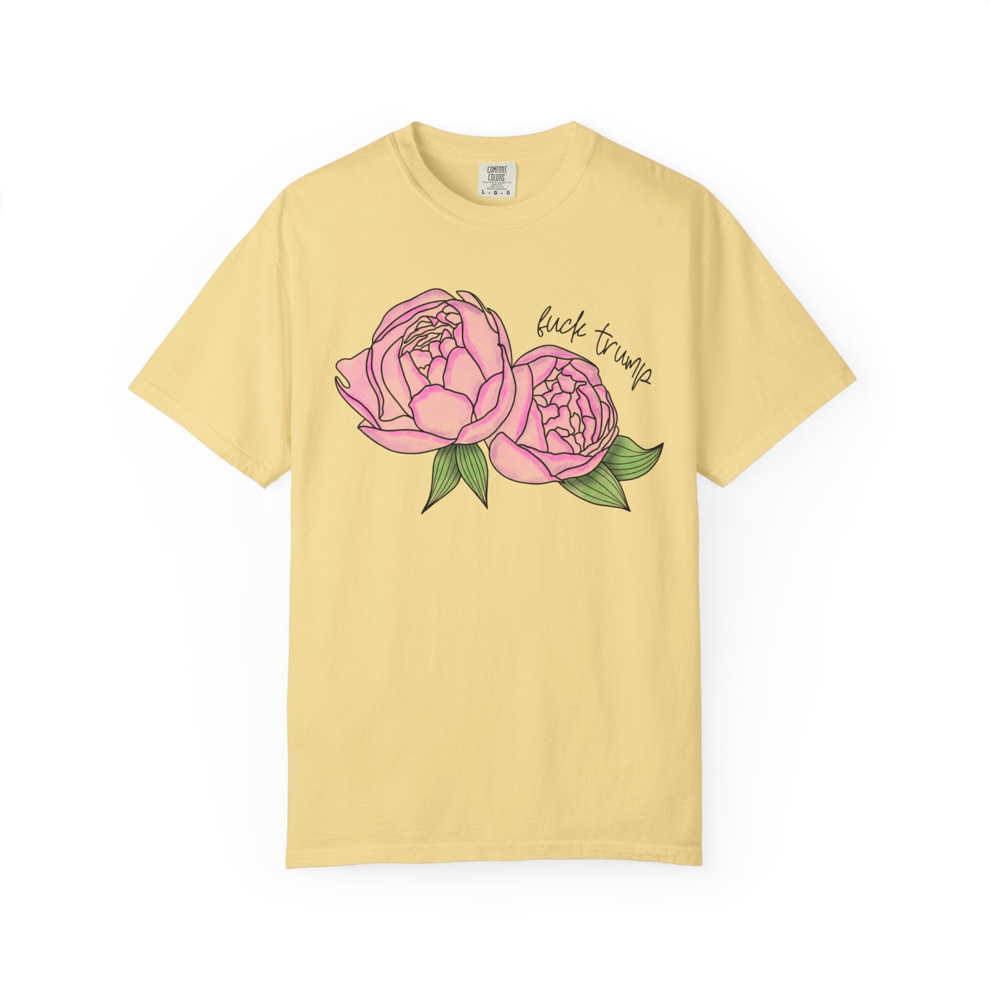 Slightly Subtle Pink Peony Floral Illustration T-shirt | Hand-drawn Blooms FDT