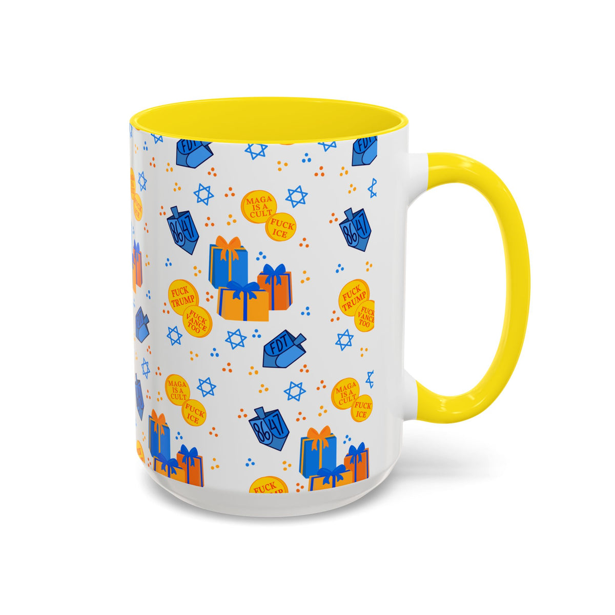 Hanukkah Gift Coffee Mug – Happy Hanukkah Dreidel Gelt Gifts FDT Mug