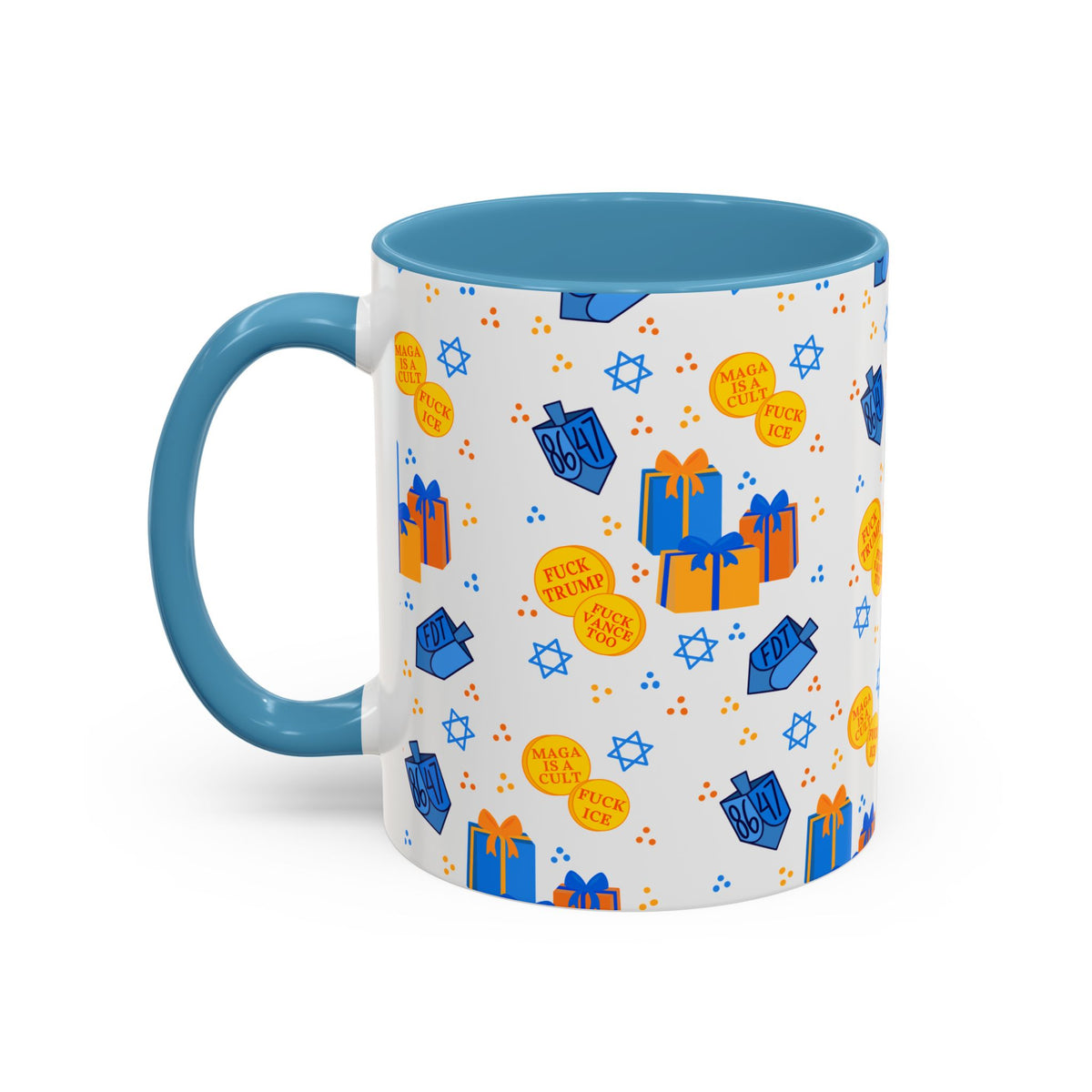 Hanukkah Gift Coffee Mug – Happy Hanukkah Dreidel Gelt Gifts FDT Mug